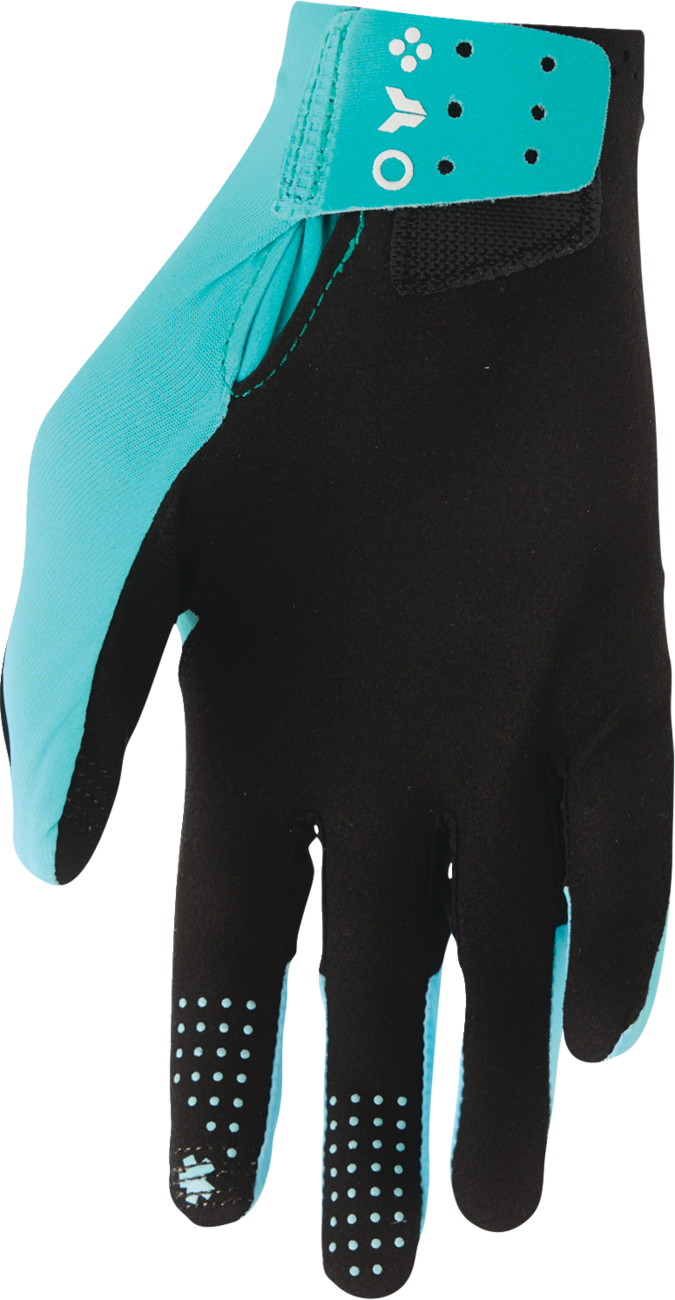 THOR Sportmode Iconic gloves in aqua and powder blue, XS size, featuring durable construction and sporty design.