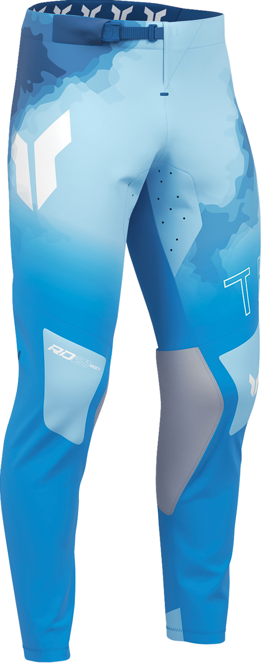 THOR Sportmode Carbon offroad ATV pants in electric blue and powder blue, US size 31, with protective design and durable fabric.