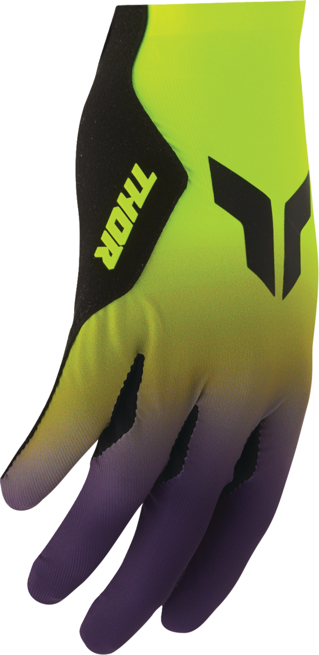 THOR Sportmode Iconic gloves in acid purple, XS size, featuring durable material and sporty design for motocross or riding.