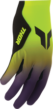 THOR Sportmode Iconic gloves in acid purple, XS size, featuring durable material and sporty design for motocross or riding.
