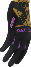 THOR Sportmode Mind Control gloves in black and caramel, XS size, featuring sporty design and fingerless style.