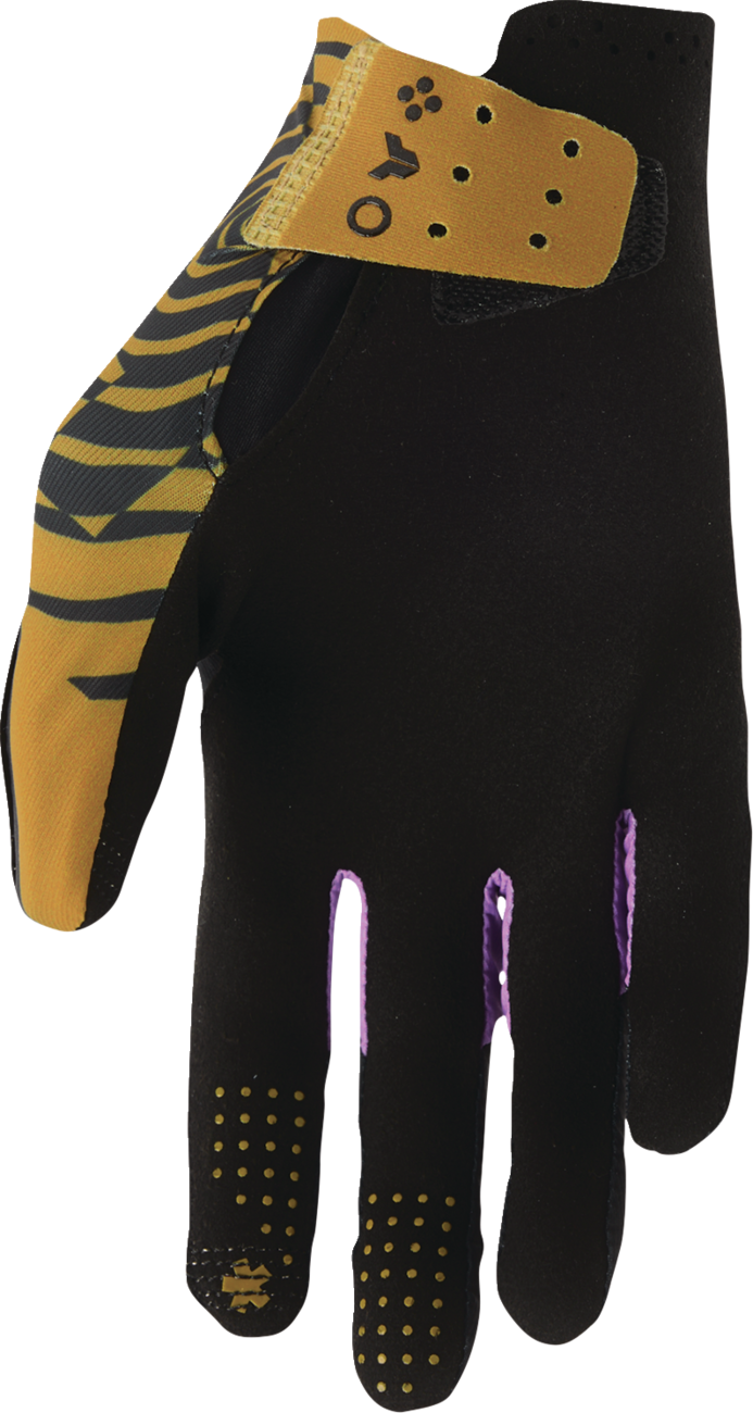 Black and caramel THOR Sportmode Mind Control gloves in XS size with a sleek design, showcasing the sporty glove group.