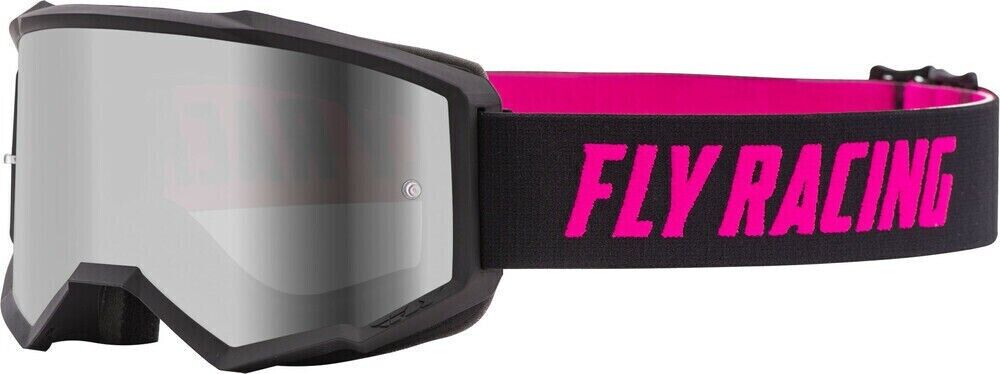 FLY RACING ZONE YOUTH GOGGLE - BLACK/PINK - SILVER MIRROR/SMOKE LENS W/POST