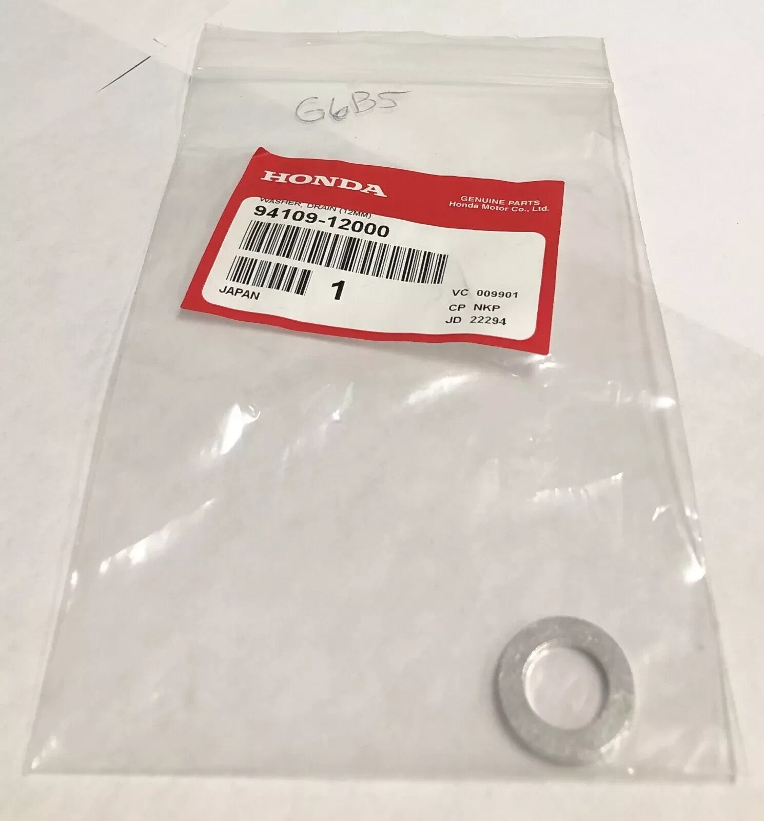 Honda Genuine OEM 94109-12000, DRAIN WASHER (12MM)