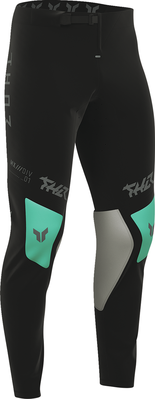 THOR Sportmode Mind Control ATV pants in charcoal and black, US size 28, designed for offroad riding and motocross.