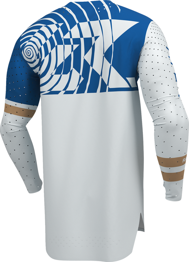 THOR Sportmode Mind Control ATV motocross jersey in light gray and blue, small size, offroad ATV apparel group.
