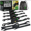 Rhino USA Retractable Ratchet Straps (2Pk 1Inx10Ft) Black