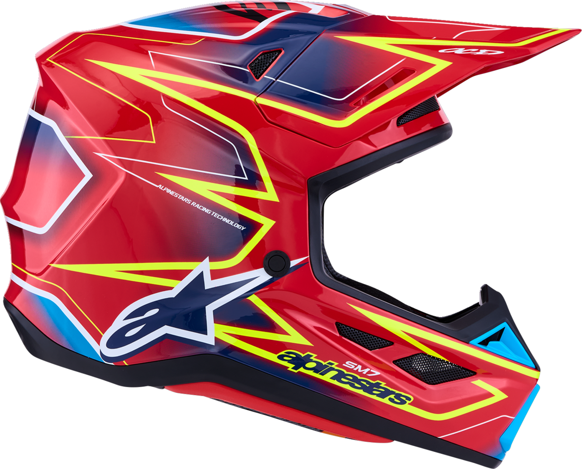 ALPINESTARS SM7 Helmet - Cast - Red/Yellow Fluo/Blue - Small 8302626-3226-S