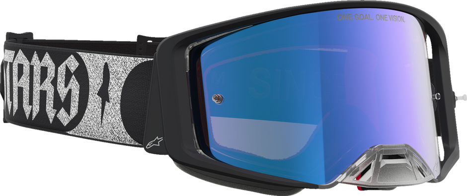 ALPINESTARS GOGGLES Supertech Goggle - Atrox - Black/Silver - Pink Mirror Lens 5100327-1712