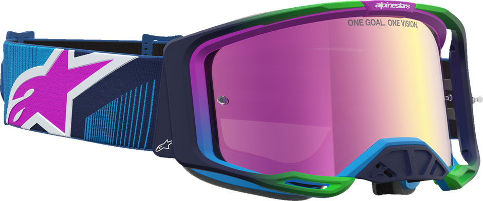 ALPINESTARS GOGGLES Vision 8 Goggle - Maven - Blithe Blue/Purple - Pink Mirror Lens 5101627-7358