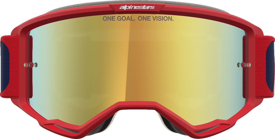 ALPINESTARS GOGGLES Vision 5 Goggle - Drag - Fire Red/Blue - Gold Mirror Lens 5101727-3239