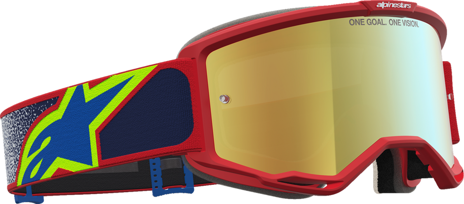 ALPINESTARS GOGGLES Vision 5 Goggle - Drag - Fire Red/Blue - Gold Mirror Lens 5101727-3239
