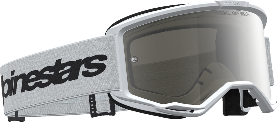 ALPINESTARS GOGGLES Vision 3 Goggle - Wordmark - White/Black - Silver Mirror Lens 5103225-2094