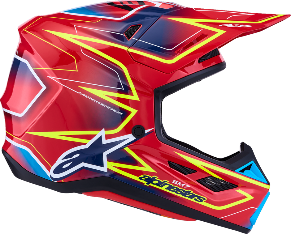 ALPINESTARS SM7 Helmet - Cast - Red/Yellow Fluo/Blue - XS 8302626-3226-XS