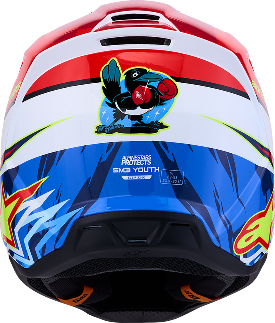 ALPINESTARS Youth SM3 Helmet - Falcon - Red Fluo/White/Blue/Yellow Fluo - Medium 8301327-3206- YM
