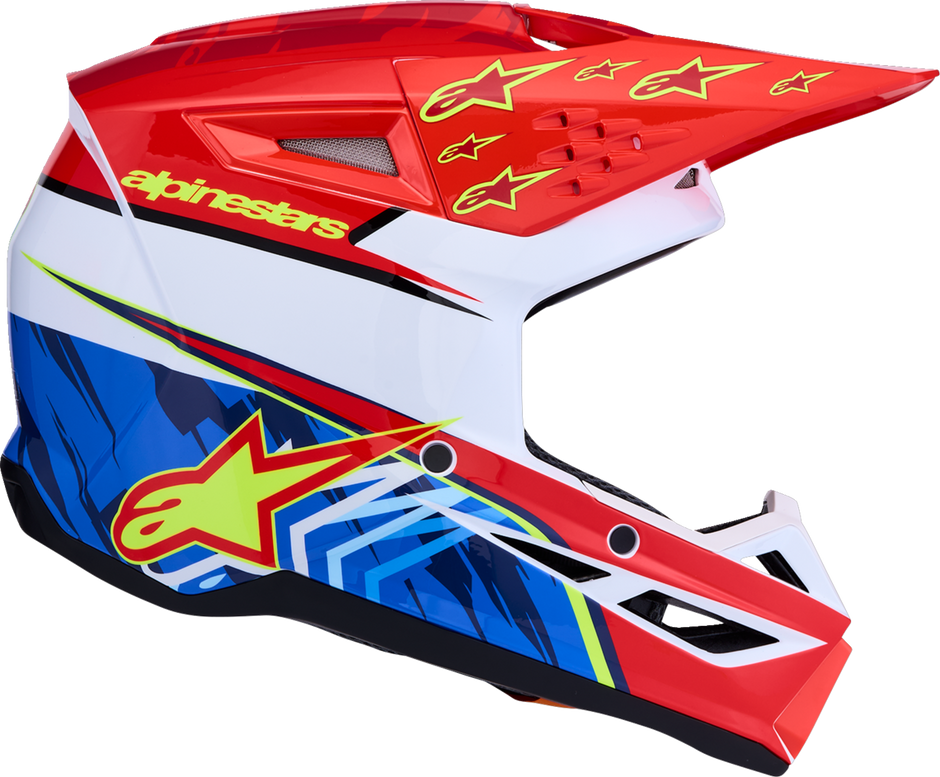 ALPINESTARS Youth SM3 Helmet - Falcon - Red Fluo/White/Blue/Yellow Fluo - Large 8301327-3206- YL