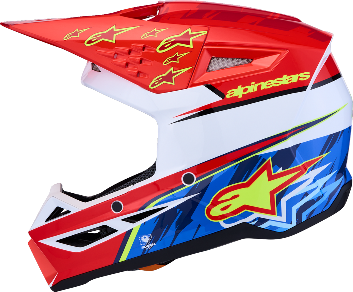 ALPINESTARS Youth SM3 Helmet - Falcon - Red Fluo/White/Blue/Yellow Fluo - Large 8301327-3206- YL