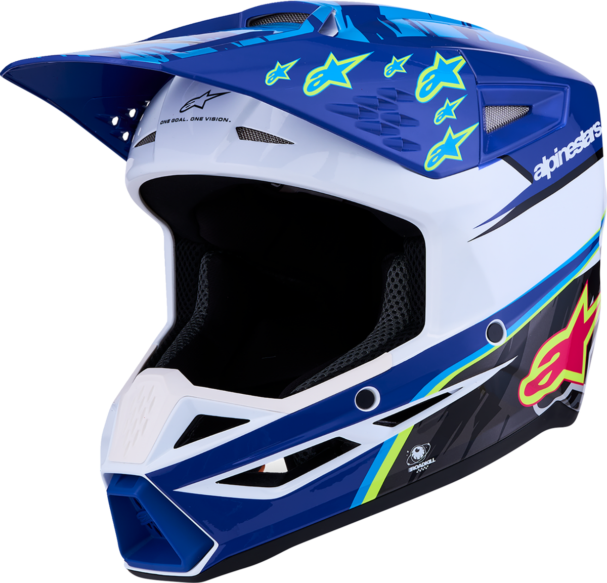 ALPINESTARS Youth SM3 Helmet - Falcon - Blue/White/Black/Pink Fluo - Medium 8301327-7347- YM