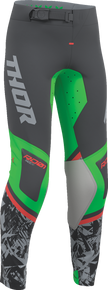 THOR Youth Sportsmode Punk'd Pants - Charcoal/Green - US 26 2903-2736