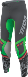 THOR Youth Sportsmode Punk'd Pants - Charcoal/Green - US 24 2903-2735