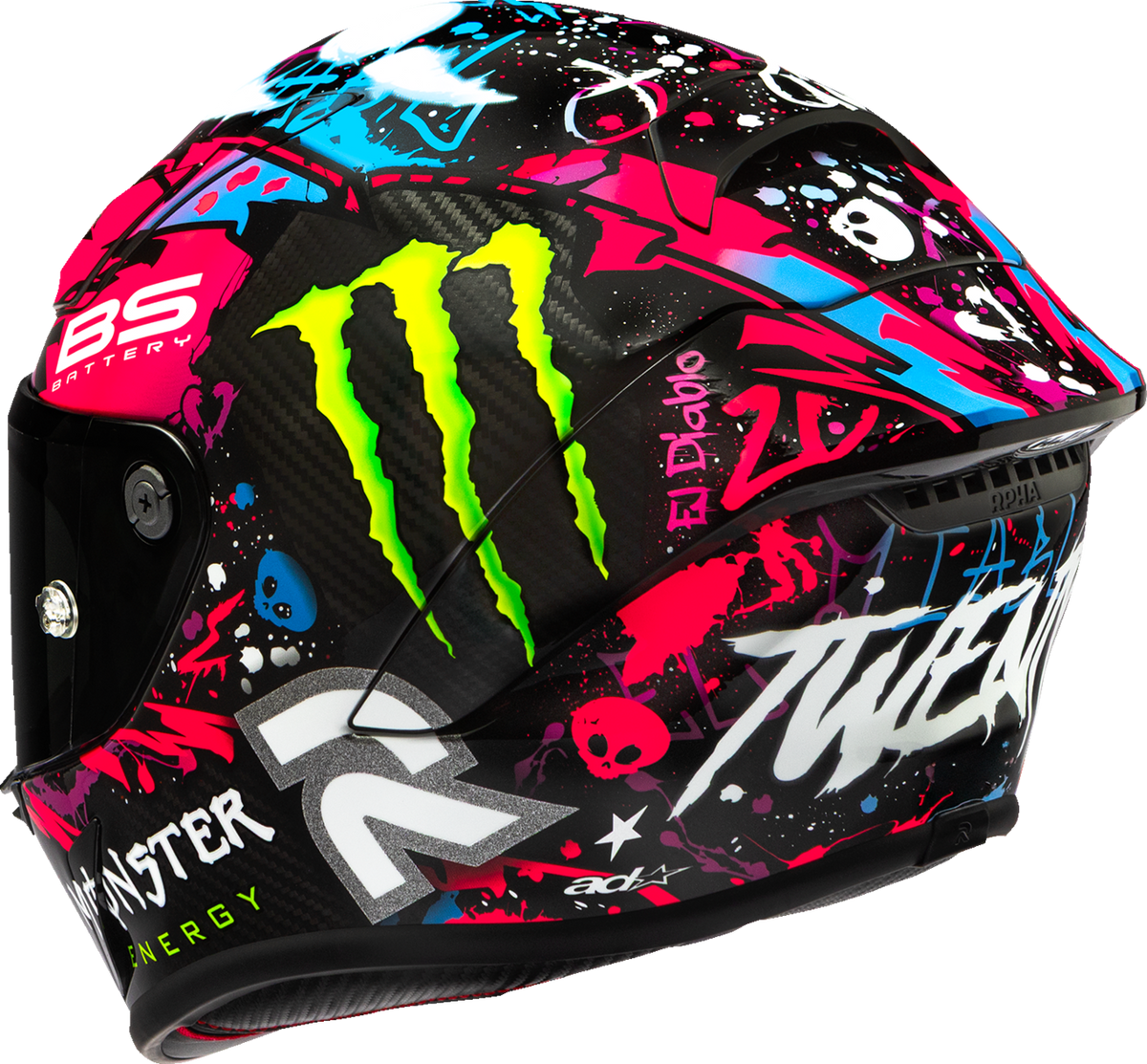 HJC RPHA 1N V2 Carbon Helmet - Funky Diablo - MC8 - Medium FB27NUS5108V
