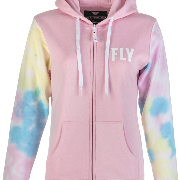 Women's Fly Tie Dye Zip Up Hoodie Pink/Yellow/Blue Xl