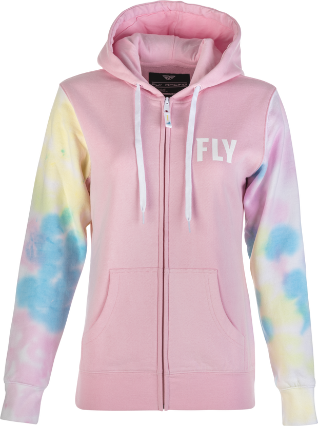 Women's Fly Tie Dye Zip Up Hoodie Pink/Yellow/Blue Xl