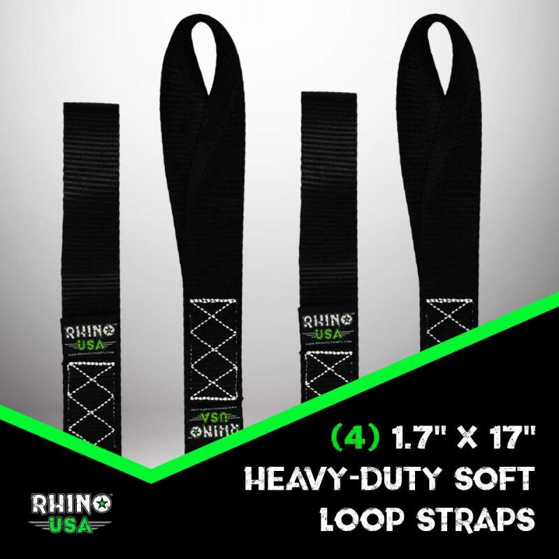 Rhino USA Soft Loops Motorcycle Tie-Down Set 4-Pack Green