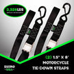 Rhino USA Cambuckle Motorcycle Tiedown Straps 2-Pack (Black) 1.5In X 8Ft