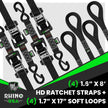 Rhino USA Heavy Duty Ratchet Tie-Down 4-Pack (Black) 1.6In X 8Ft