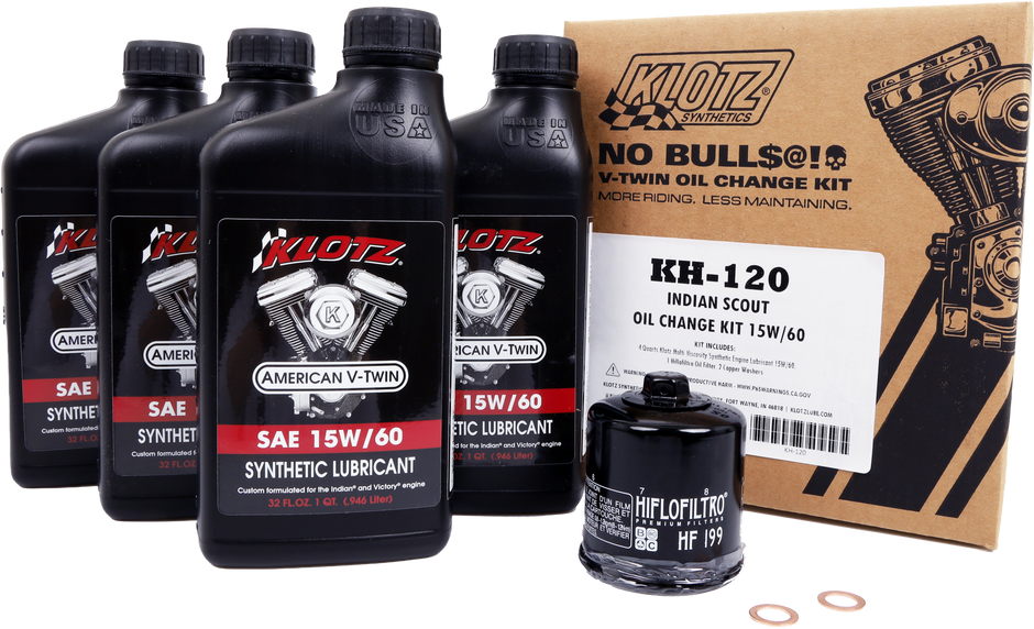Indian Scout 4qt Synthetic Oil Change Kit