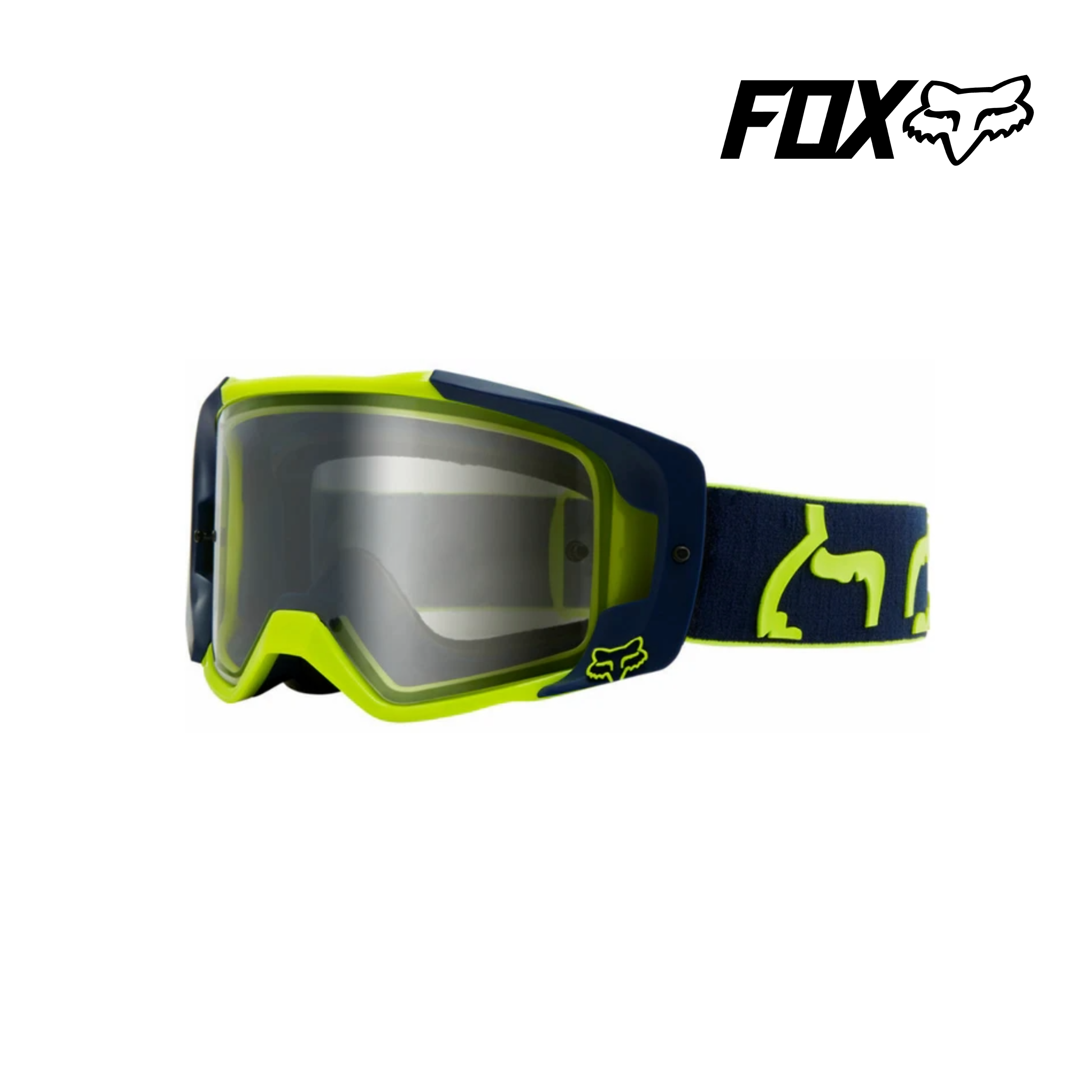 Fox VUE Dusc Motocross Goggles Navy Blue with Luminous Yellow 23987-007-OS