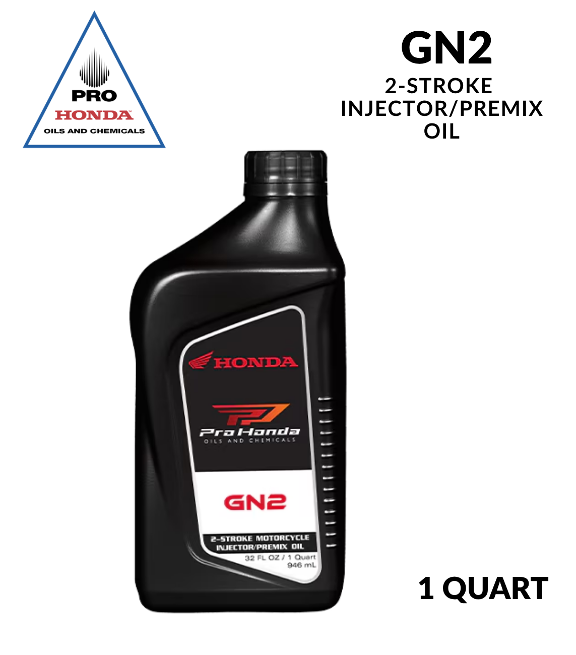 Aceite PRO Honda GN2 para inyección/premezcla de 2 tiempos (1 CUARTO DE GALÓN)