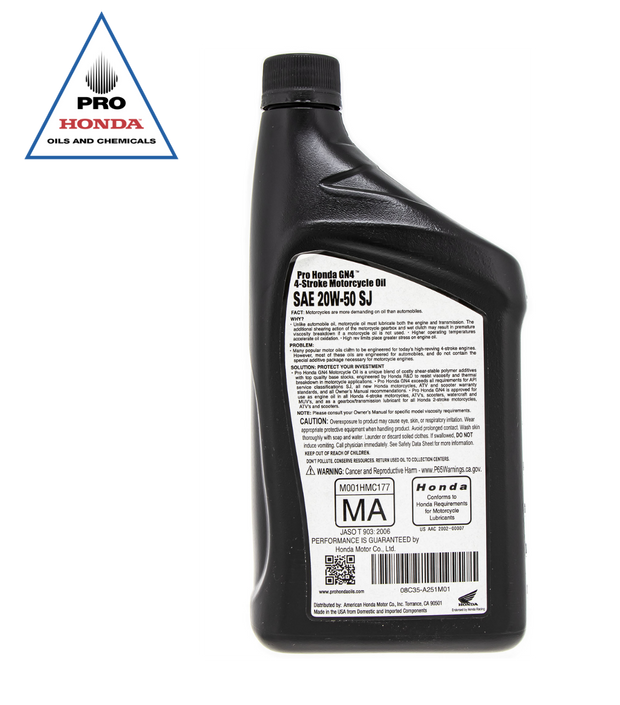 Aceite de motor PRO Honda GN4 4 tiempos 20W-50 (1 cuarto de galón)