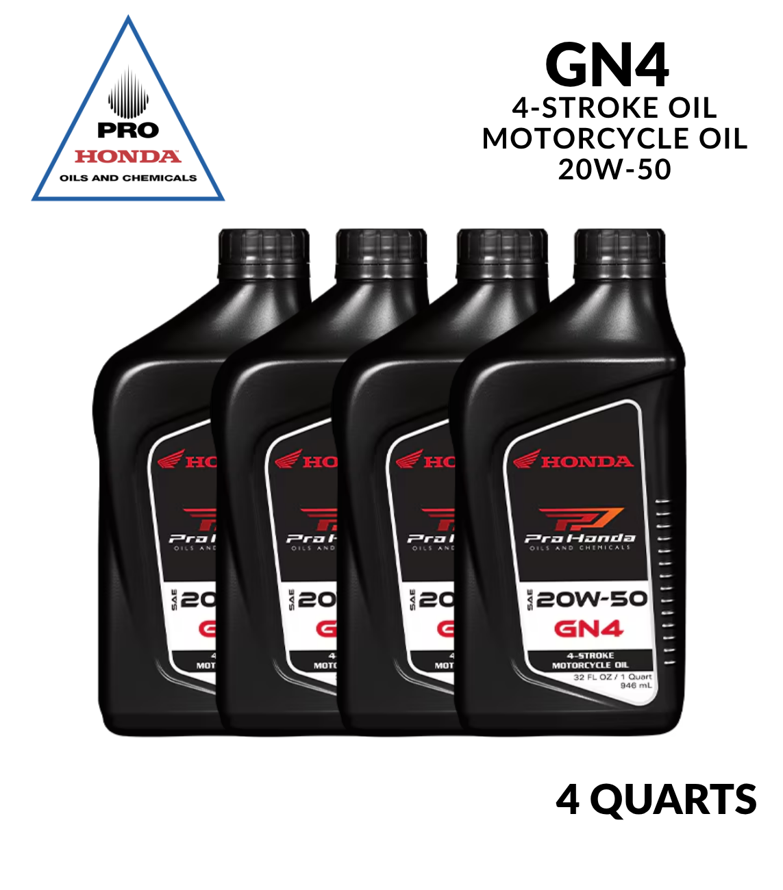 PRO Aceite de Motor de 4 Tiempos Honda GN4 20W-50 (4 CUARTOS DE GALÓN)