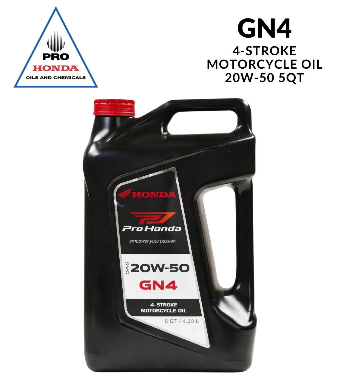 Aceite de motor PRO Honda GN4 4 tiempos 20W-50 (5 cuartos de galón)