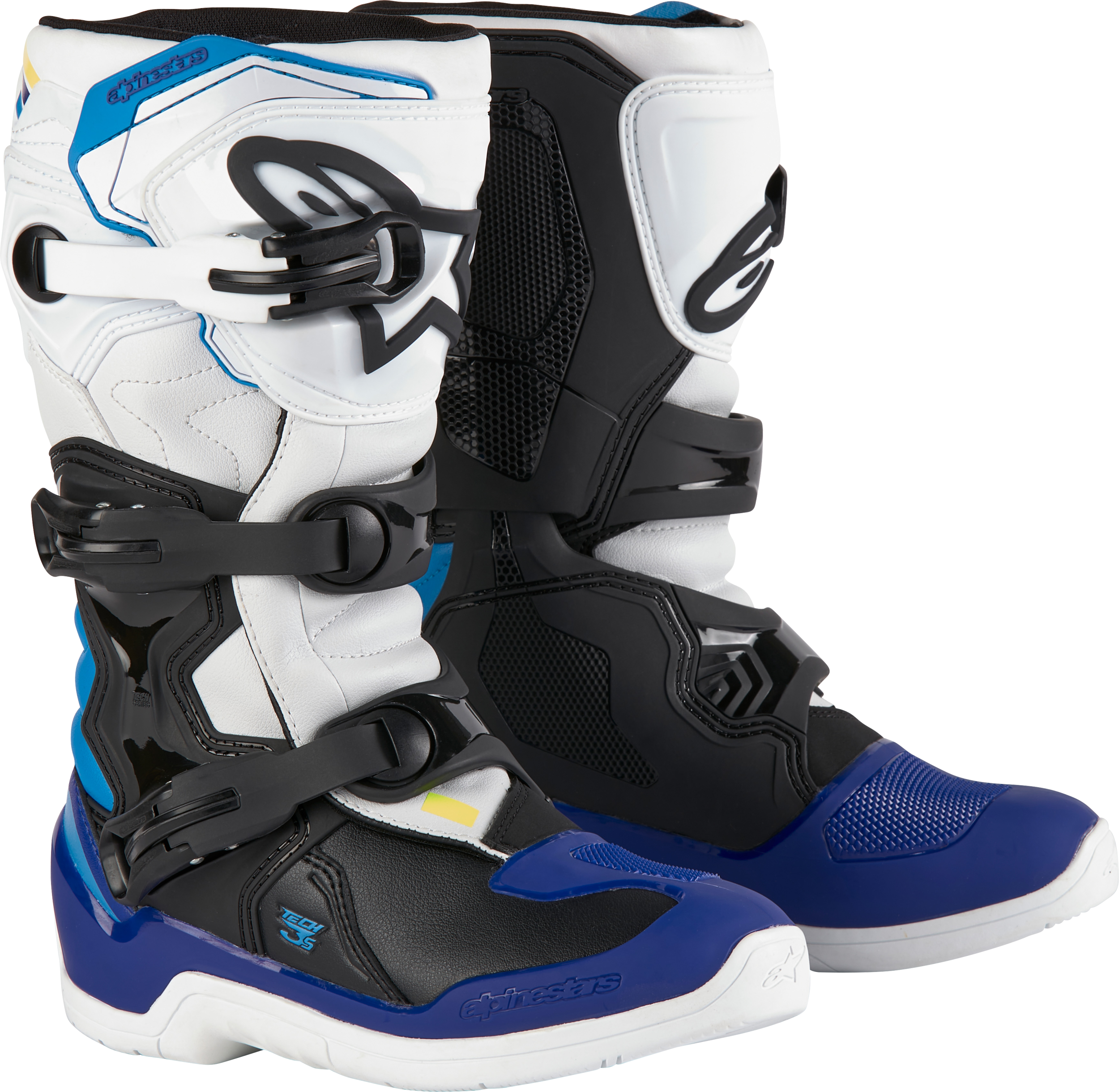 Tech 3s Youth Boots Wht/Blk/Enamel Blue Sz 3