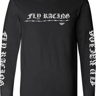Fly Racing Fly Barbed Wire long-sleeve motocross jersey with barbed wire graphic design and branding details.