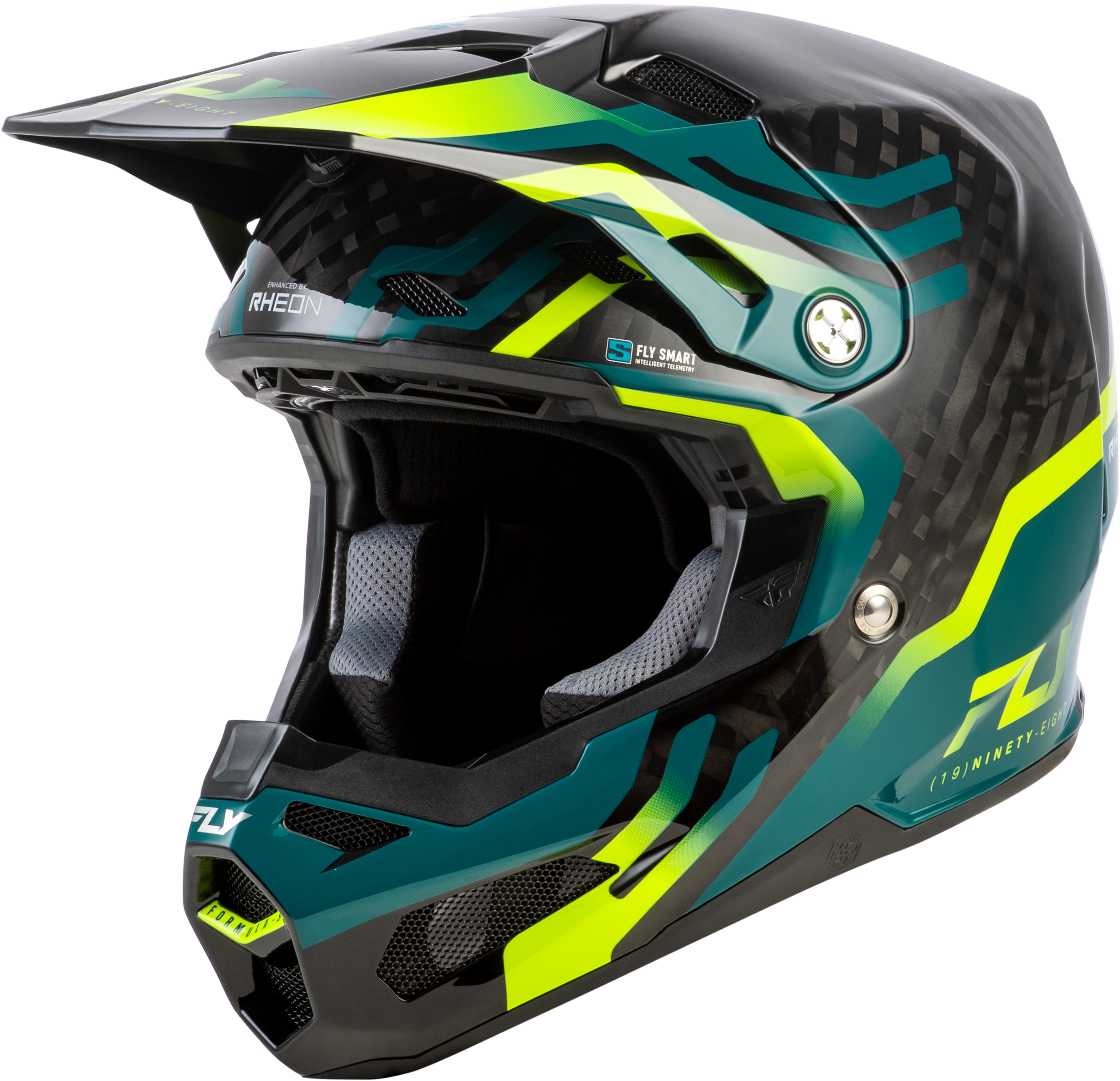Formula S Carbon Byte Helmet Black Carbon/Teal/Lime 2x