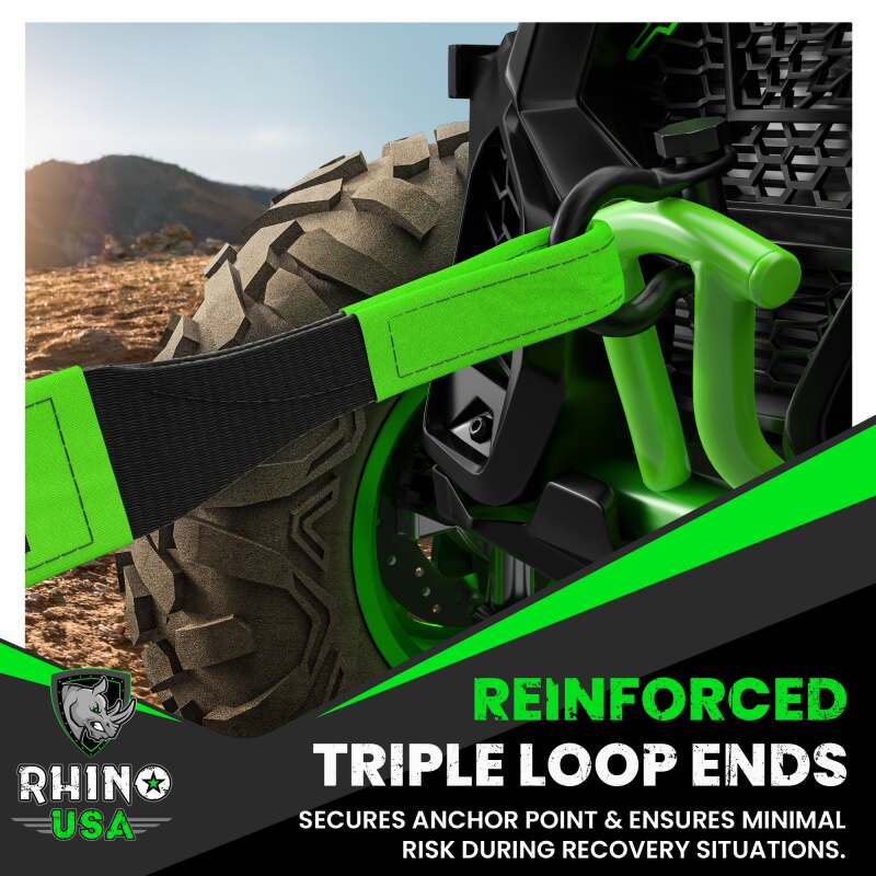 Rhino USA Recovery Tow Strap 3Inx30Ft (Black)
